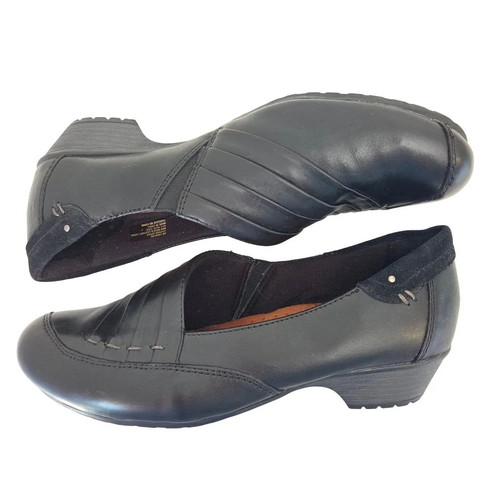 Cobb Hill by New Balance Womens Black Leather Pleated Slip On Pumps 9W CBW07BK